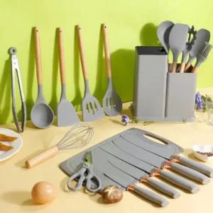 Kit d'ustensiles de cuisine en silicone coloré