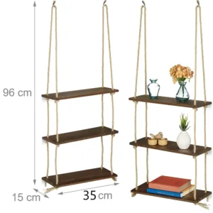 Étagère murale en bois avec corde de jute