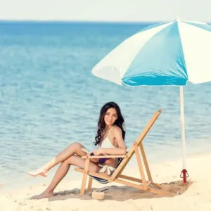 Tarières Parasol de Plage Gesar en action