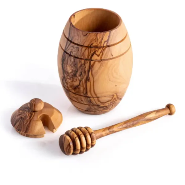 Pot en bois d’olivier pour conserver le miel.