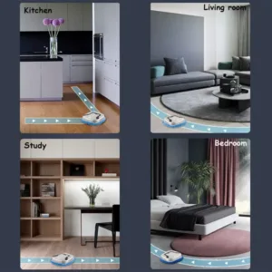 Robot aspirateur et laveur intelligent effectuant un nettoyage humide.