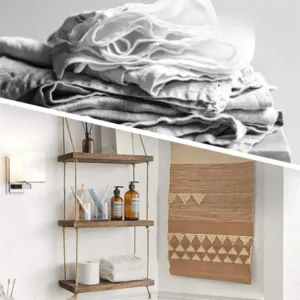 Étagère murale en bois rouge avec corde pour salon