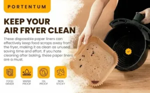 Papier cuisson air fryer montrant une surface antiadhésive