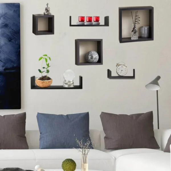 Pack 3 Etagère de rangement +3 cadres décoratif MDF bois