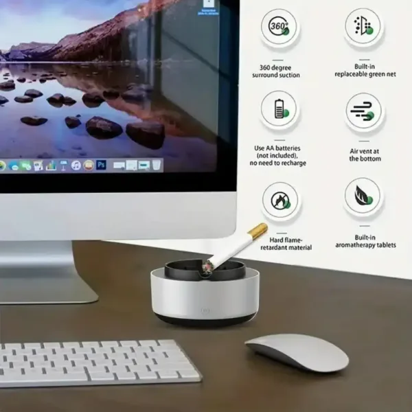 Cendrier purificateur d'air avec design cylindrique