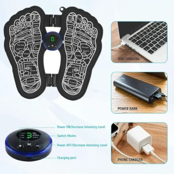 Massager des Pieds EMS avec Vibration en cours d'utilisation.
