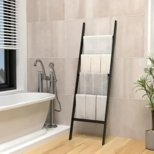 Porte serviette échelle en aluminium noir.