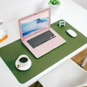 Tapis de bureau en cuir PU gris