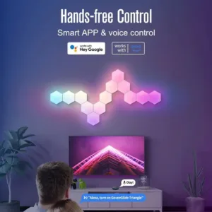 Hexagon™ Applique Murale Intelligente RVB dans une chambre d'enfant.