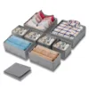 Lot de 8 organiseurs gris en tissu