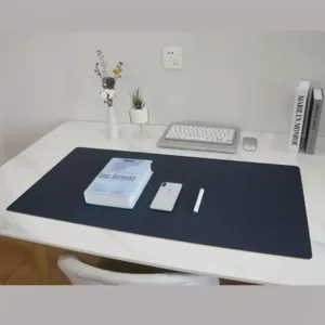 Tapis de bureau en cuir PU blanc