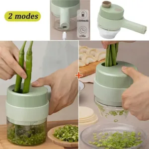 Hachoir Multifonction Portable 4 en 1 Électrique tranchant des légumes.