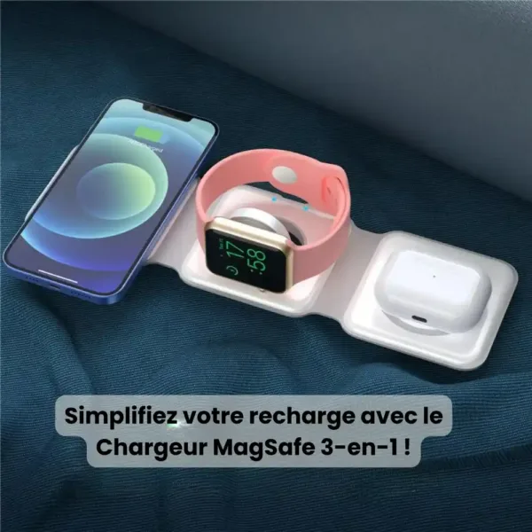 Chargeur MagSafe 3-en-1 avec Apple Watch