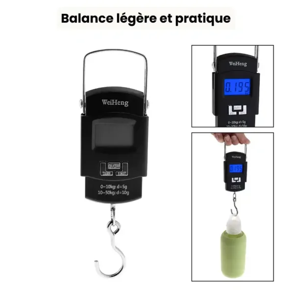 Échelle portable offrant une lecture facile grâce à son écran LCD clair.