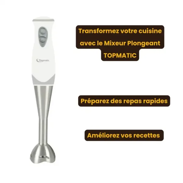 Mixeur plongeant TOPMATIC 250W en blanc