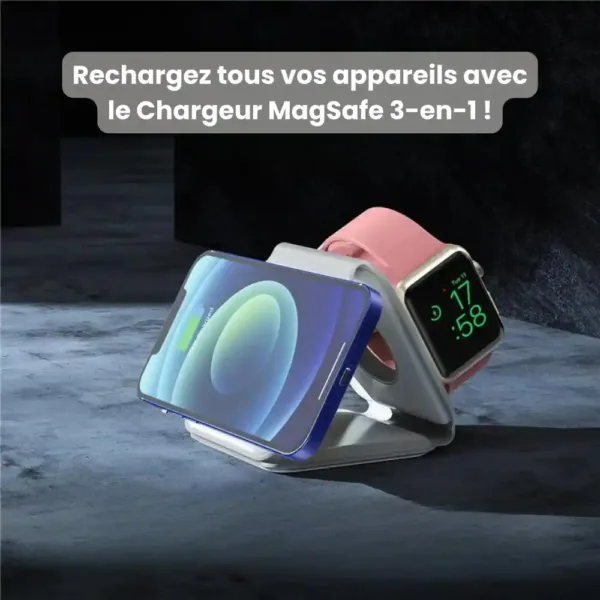 Chargeur MagSafe 3-en-1 avec iPhone