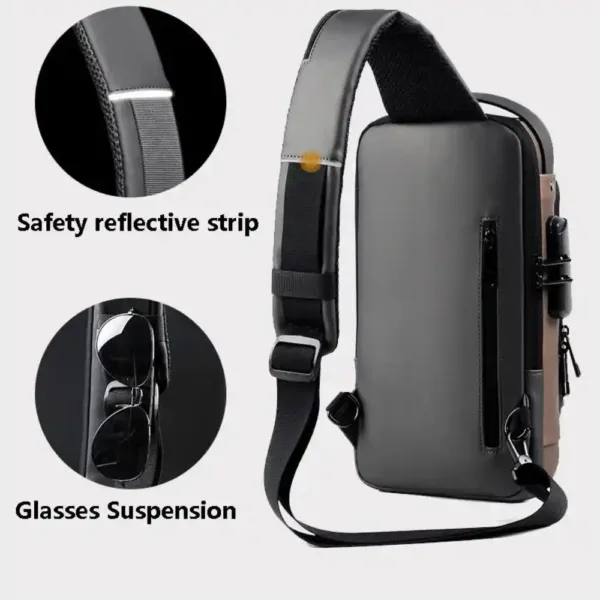 Sac multifonction pour hommes avec sécurité renforcée et confort.