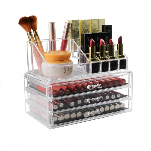 Boîte rangement maquillage transparente et pratique